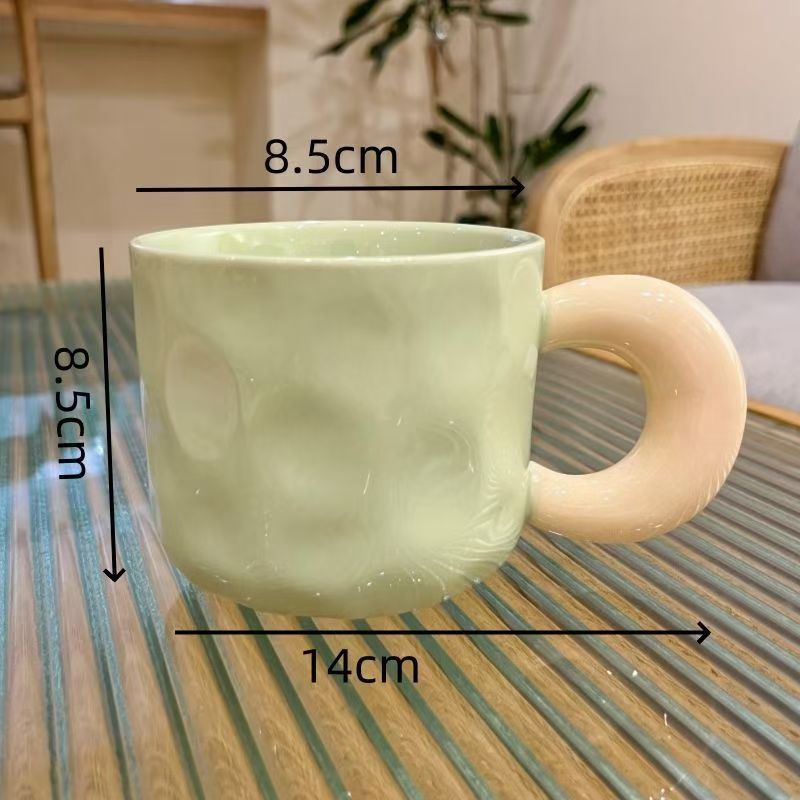 コントラストカラーの大きな耳付きマグカップ、家庭用セラミックマグカップ、かわいい学生カップル用飲料カップ、コーヒーカップ、トレンディでクリエイティブなカップ|undefined
