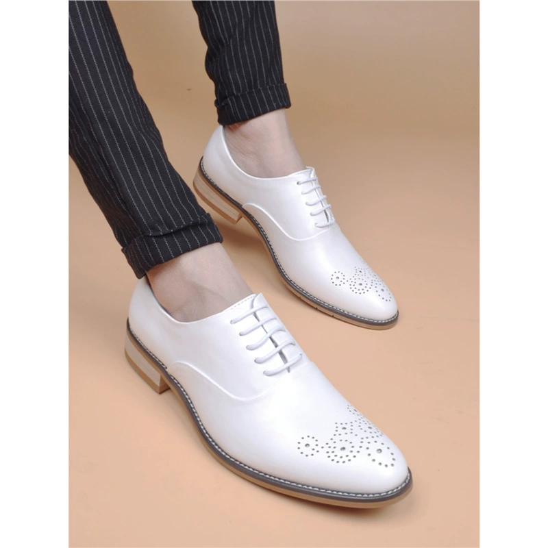 Дышащая белая деловая одежда мужские кожаные туфли с острыми головами