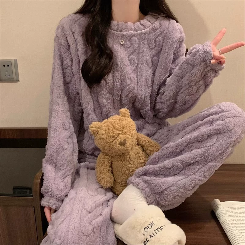 Коралловый бархатный костюм, утепленный демисезонный пижама, термальное белье, румяна для лица, домашняя одежда, интернет-знаменитость
