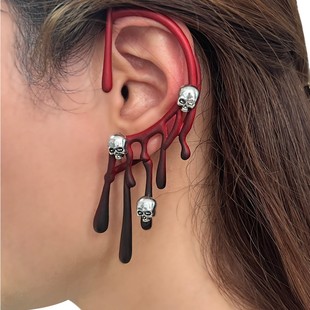 Cross-border European and American Halloween Earrings Exaggerated Lava Auricle Earrings Retro wine red Ear Drop