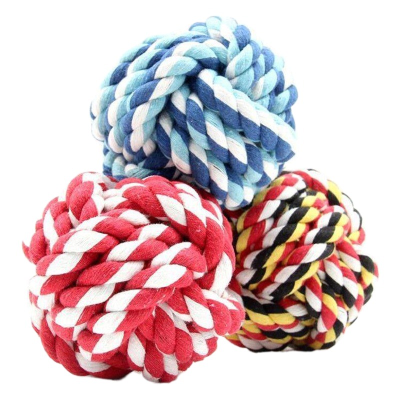 Bola de juguete para mascotas Bola de perro grande y mediano tamaño pequeño cuerda de algodón bola nudo tejida mordedor bola perro mordida cuerda para mascotas