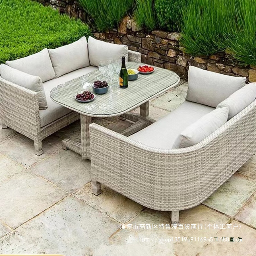 Outdoor leisure rattan sofa, garden patio rattan chair, courtyard balcony double sofa, woven rattan sofa, villa