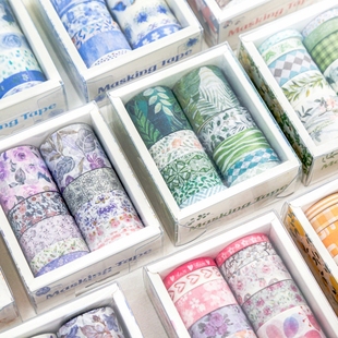Handbook and Paper Tape Retro Plant Flowers Cute Basic Material Stickers DIY Collage Handbook Film