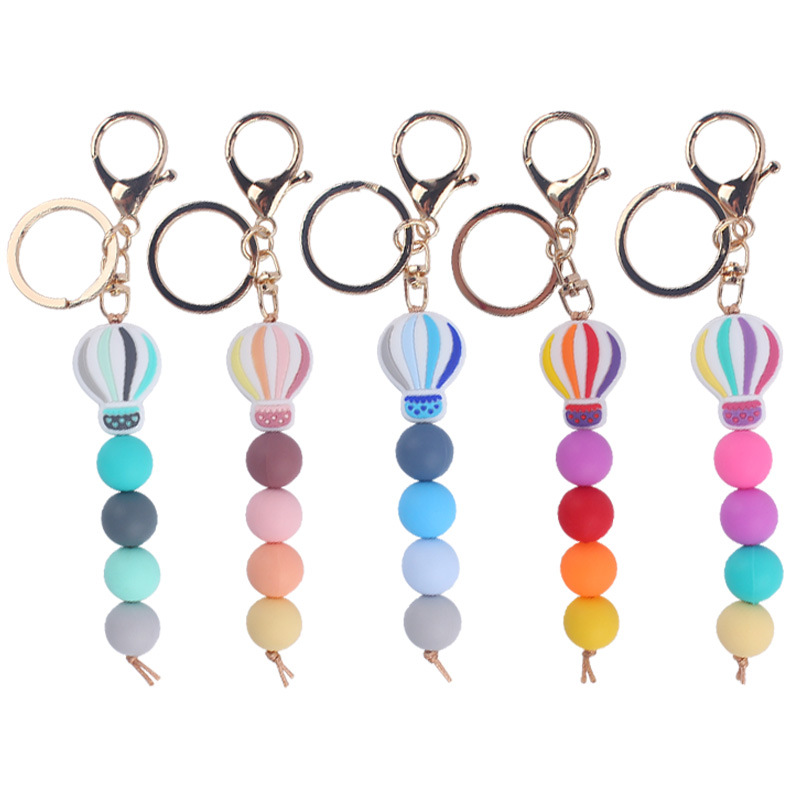 Korean Style Tassel Hot Air Balloon Silica Gel Metal Beaded Unisex Bag Pendant Keychain display picture 6