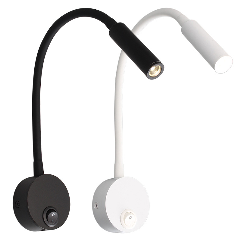 Cross border hot sale indoor headboard reading lamp hose lamp gooseneck lamp 3W reading wall lamp hardwired