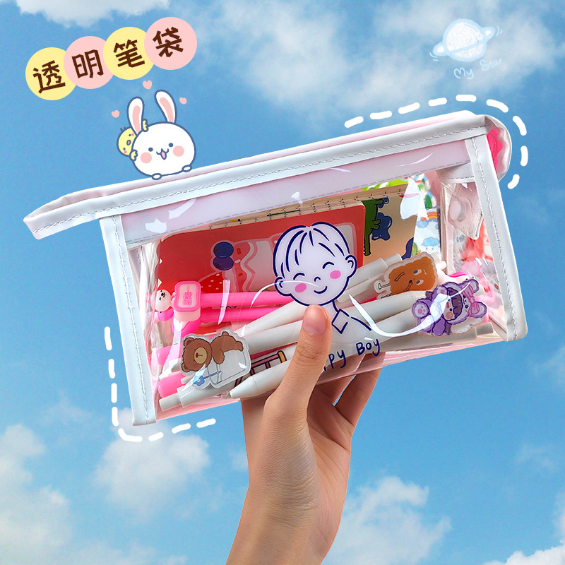 透明PVC化妆包女ins防水收纳袋少女心便携旅行收纳随身洗漱包笔袋|ms