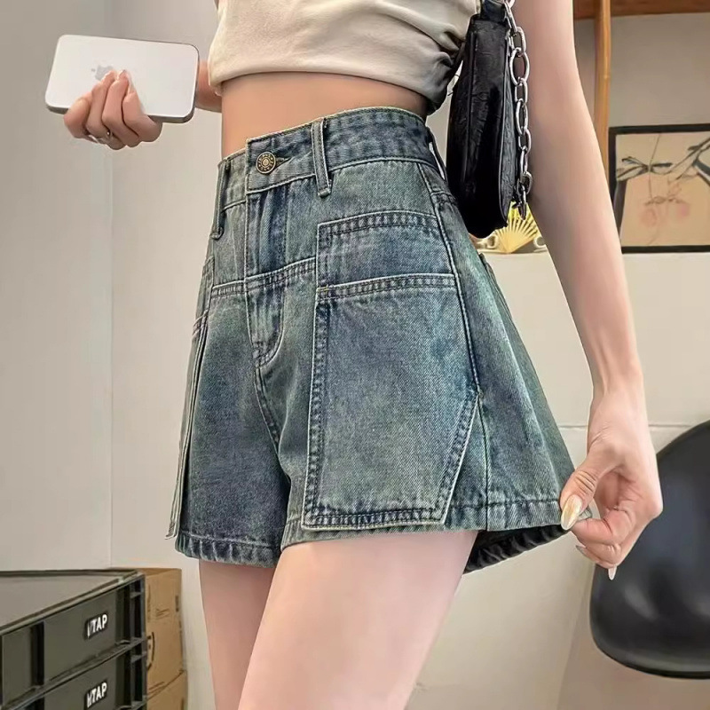 Vintage Blue Old Wide Leg Denim Shorts Summer New Fashion Brand Fashionable Loose All-match Straight Casual Shorts Vintage Blue Old Wide Leg Denim Shorts Summer New Fashion Brand Fashionable Loose All-match Straight Casual Shorts
