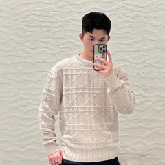 天花板版本现货高品质D家新款藤格纹针织衫毛衣宽松版型男女同款