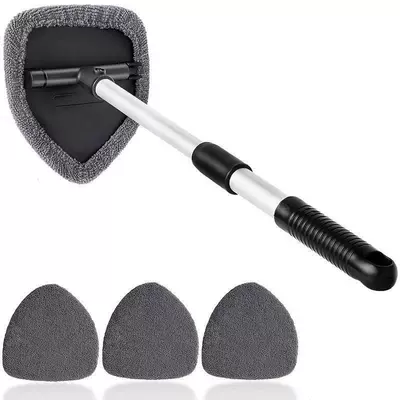 Defogging Brushes, Factory Wholesale Telescopic: Car cleaning tools - 1-set-five-sided-retractable-pole-4-gray-cloth-covers