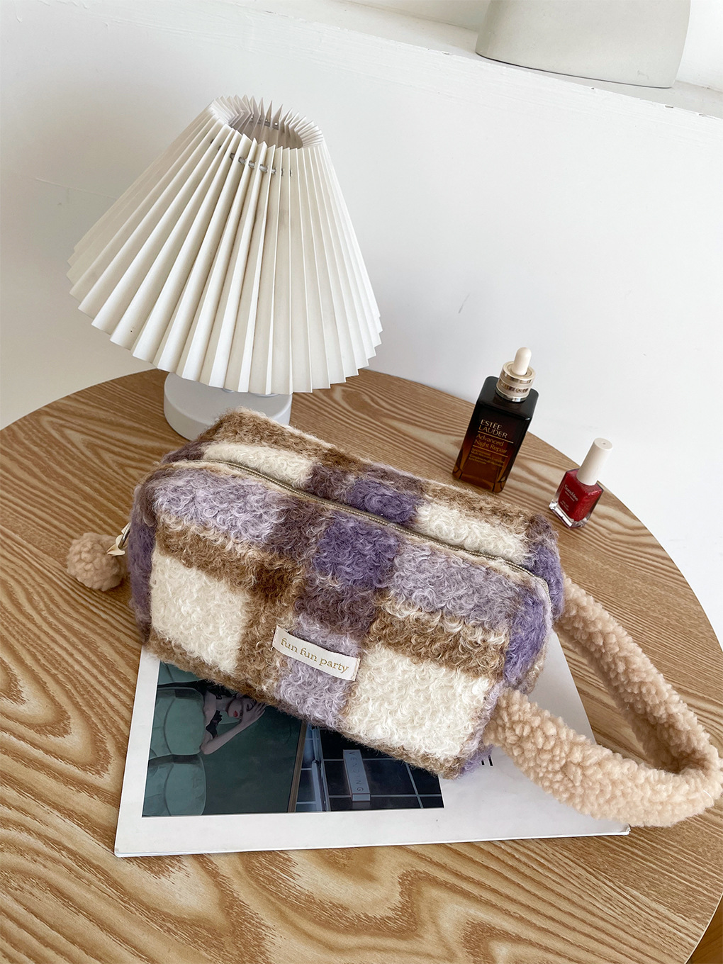 Amazon transfronteriza de suministro/simple de felpa de gran capacidad bolsa de cosméticos portátil de viaje portátil bolsa de almacenamiento con cremallera para las mujeres