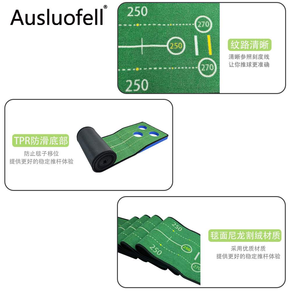 Venta directa de fábrica, dispositivo de práctica para poner golf, conjunto de manta de práctica universal para interiores y exteriores, manta de entrenamiento para poner