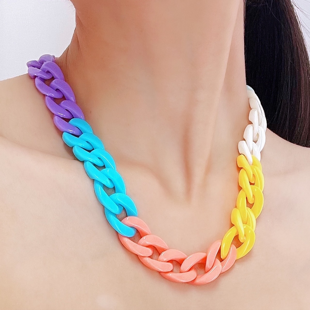 Fashion Geometric Multicolor Alloy Patchwork Womenu0027S Necklace