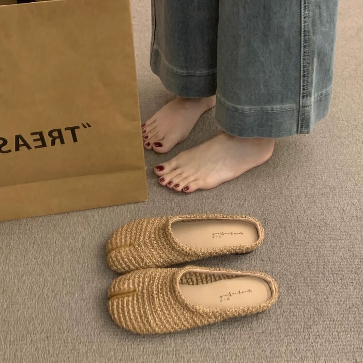 女性が外で履くためのイブニングウインドスプリットトゥボヘミアンビルケンシュトックシューズ2025新しい夏のスリッポンつま先ハーフスリッポンシューズ|undefined
