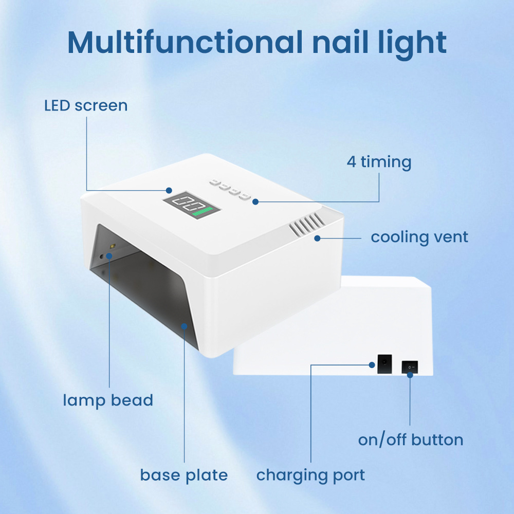 Dual-Light-Source Nagellampe mit hoher Leistung, schnelle Aufladung und schnelle Aushärtung von Nagelgel, Nagellampe mit vier Zeitstufen und Trocknungsmaschine