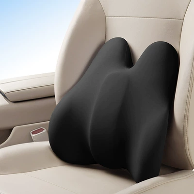 Adjustable Car Lumbar Support Memory Foam Cushion Office Car Seat Cushion Car Seat Office Chair (Waist support) - black