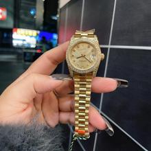 跨境代发劳家日志系列镶钻圆盘钻面石英钢带女款机械手表外贸批发