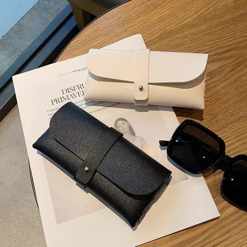 Glasses Case Retro Literary Simple Style Glasses Pouch Soft Leather Ins Girl Portable Sunglasses Bag Storage Pouch Anti-Pressure
