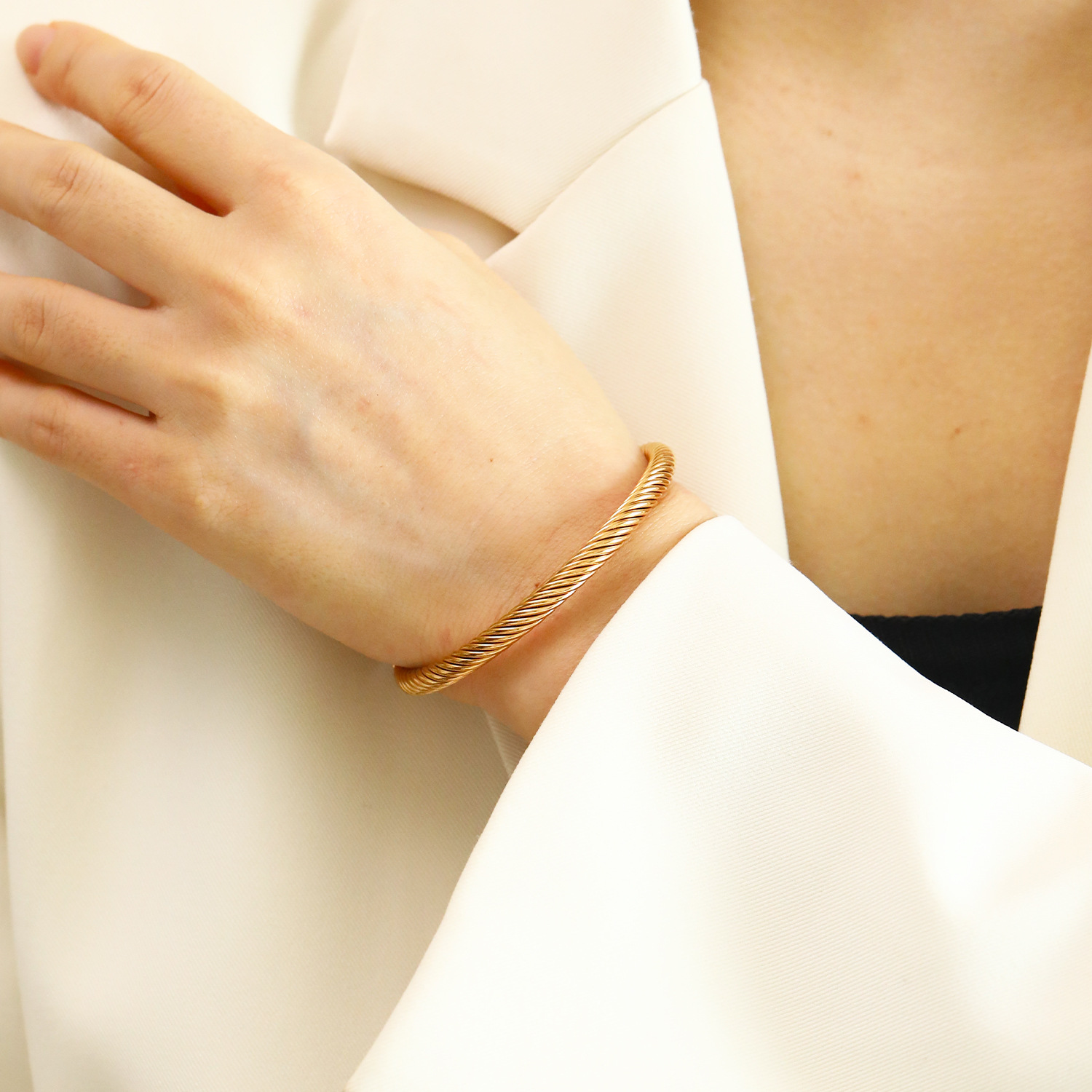 Daily Occasion Titanium Steel Simple Style Geometric Plating Bangle