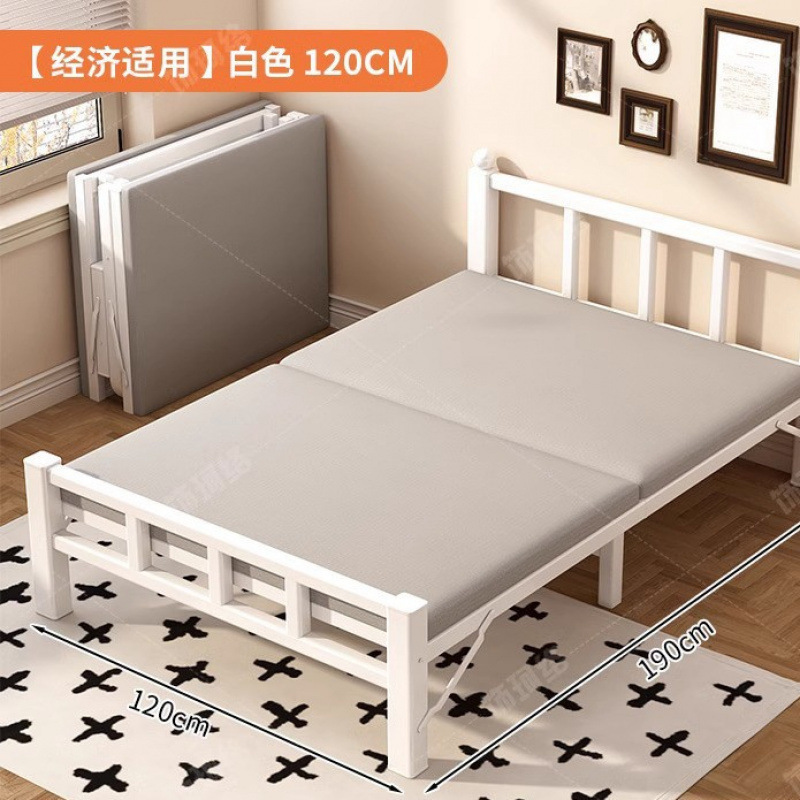 折りたたみベッド家庭用シングルベッドシンプルな昼休みベビーベッドポータブル 1.0m 大人寮エクストラベッドダブルハードボード鉄箔|undefined