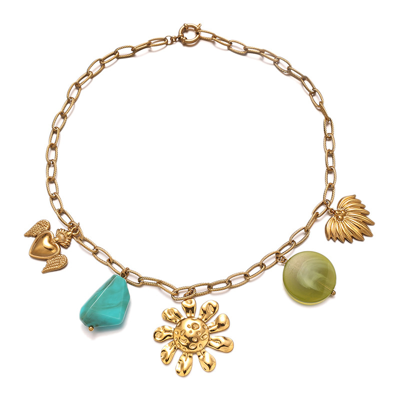 Tiana Europa y los Estados Unidos transfronterizos flores colgante collar colgante de sol universal nicho no desvanecer la cadena de clavícula para mujeres