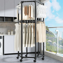 旋转可移动晾衣架阳台可推拉式挂衣架晒衣架六边形晾衣架