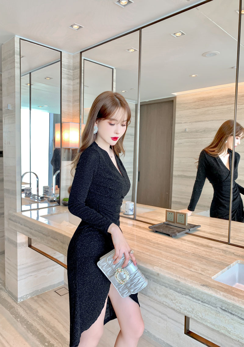 C1725 1000K VÁY ĐẦM LIỀN THÂN NỮ CHOTDNG SEXY DÁNG ÔM BODY GỢI CẢM SEXY MÙA XUÂN THU ĐÔNG CỔ CHỮ V THỜI TRANG NỮ G03 SẢN PHẨM MỚI