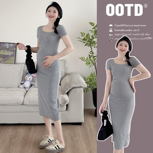 Real in stock Summer 2024 dress Slim-fit Slimming Stretch Sexy Floral Long Dress Hot Mom Knitted Dress