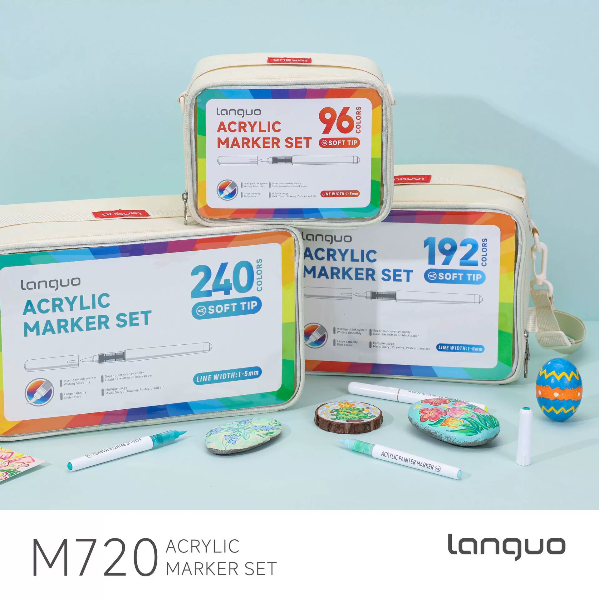 蓝果直液丙烯马克笔礼盒288色儿童水彩笔学生绘画马克笔跨境ozon