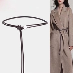 2025新款腰带女配裙子夏季细皮绳装饰连衣裙黑色绳子加长腰链配饰
