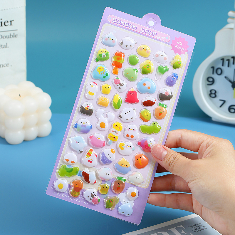 Dibujos animados cristal 3D estereoscopio relieve acrílico diamante pegatinas gemas para niños niñas decoración de teléfonos móviles