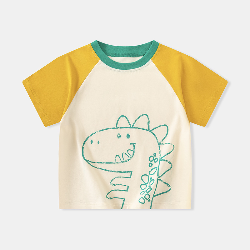 Betop comercio exterior ropa para niños verano nuevo estilo para niños camiseta de manga corta niños ropa de bebé dibujos animados superior de dinosaurio al por mayor