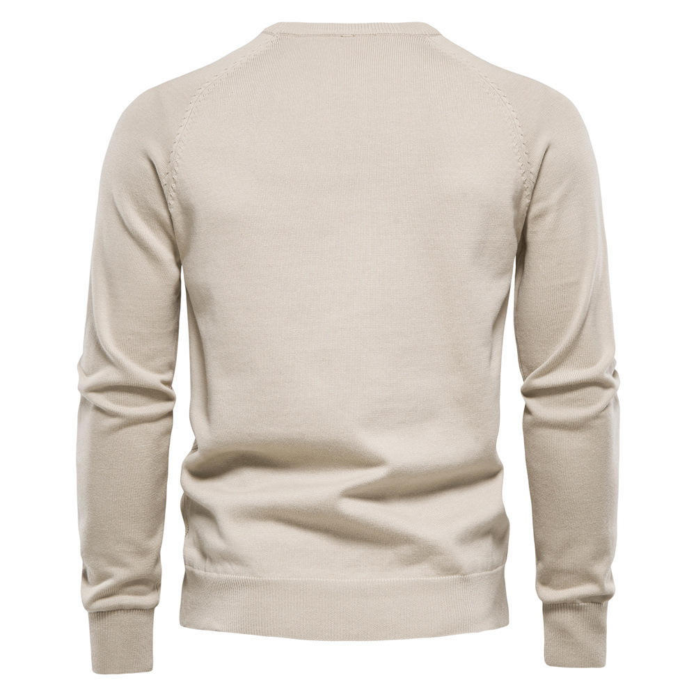 Hochwertiger 2024 Herbst- und Winterneuheiten Pullover aus reiner Baumwolle mit einfarbigem Strickpullover für Herren_voghion.com