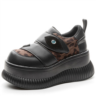 2025 Spring New Thick-soled Platform Shoes Imp Devil Personalized Single-layer Shoes Women's Velcro All-match Leopard Lefu Women's Shoes