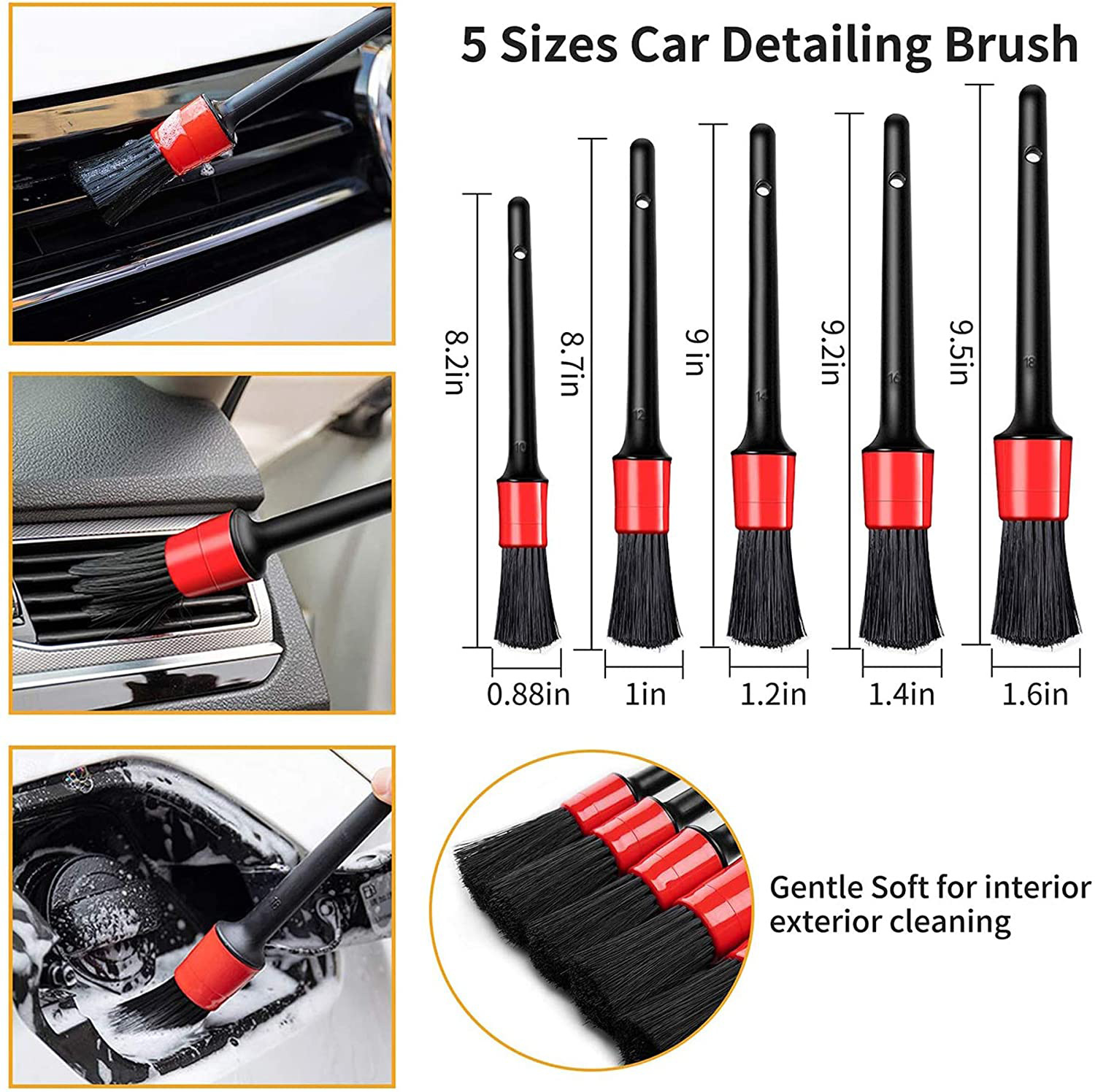 Kit de cepillo de limpieza de coche de 16 piezas traje de cepillo de belleza de coche cubo de rueda cepillo de limpieza herramientas de Interior de coche