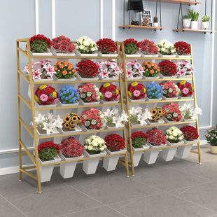Multi-Layer Flower Bucket Display Rack Flower Shop Shelf for Flower Awakening and Flower Cultivation Wedding Simple Shelf Metal Kidsren's Flower Arrangement Rack