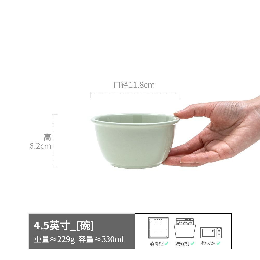 Zhiyu - Bol de Borde Grueso, Verde Té, 11.4 cm (Ligeramente Imperfecto)