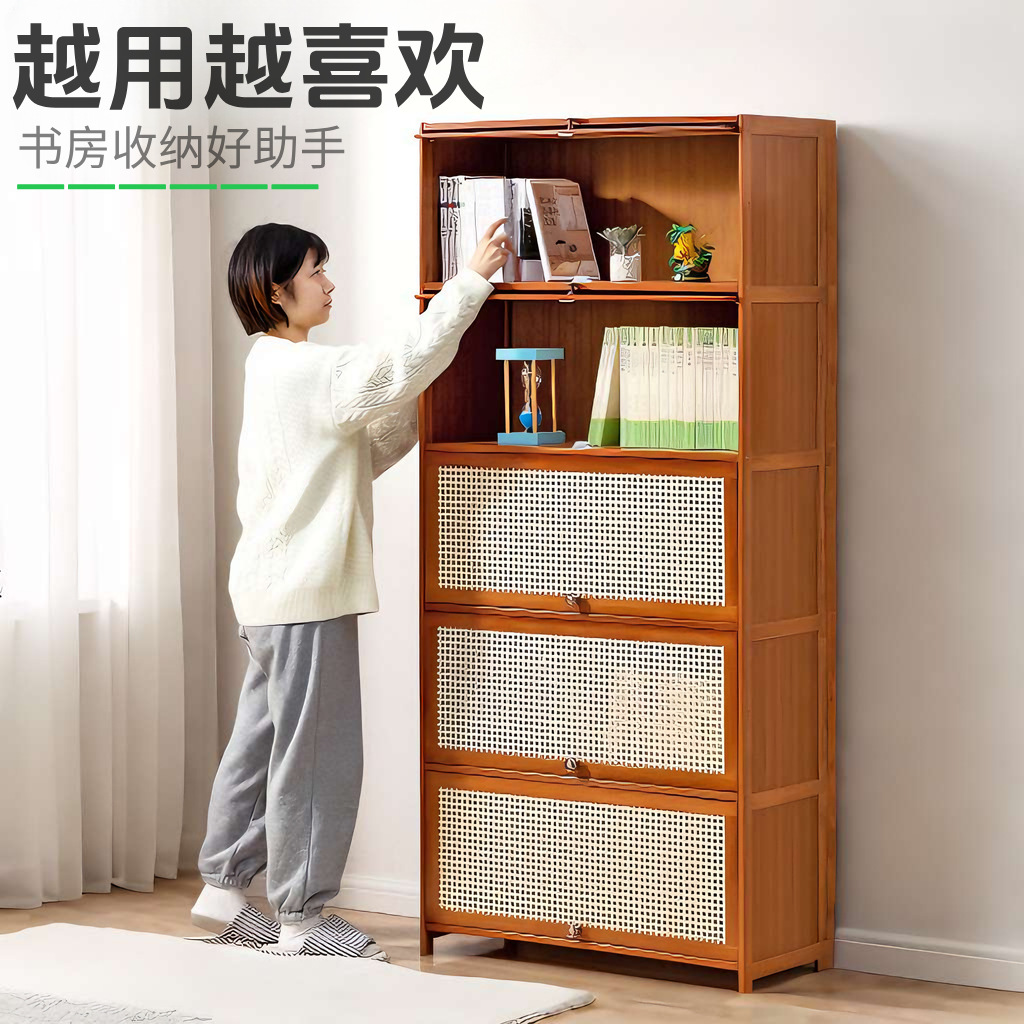 家用书柜出租屋储物柜入户柜简易收纳柜多层透气翻门柜一件代发