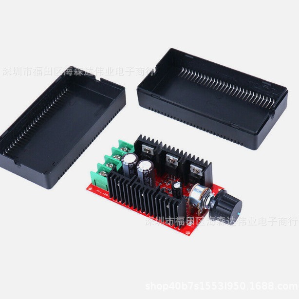 9-50V电机调速器2000W带外壳40A直流有刷电机调速器调光调温模块