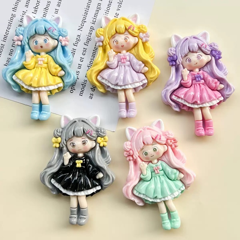 大きな赤いかわいい漫画光沢のある少女樹脂アクセサリー diy クリーム接着剤携帯電話ケース冷蔵庫マグネットジュエリー素材|undefined