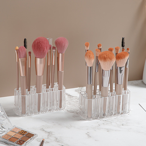 Cross-border 26-hole makeup brush storage rack eyeliner storage box desktop pen holder storage bucket transparent storage rack