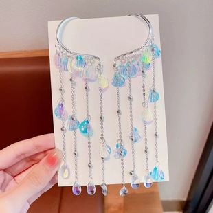 Baby Cute Kidsren's Ear Hanging Mermaid Princess Pearl Shell Tassel Bow Hair Accessories Girl Hairpin Earrings