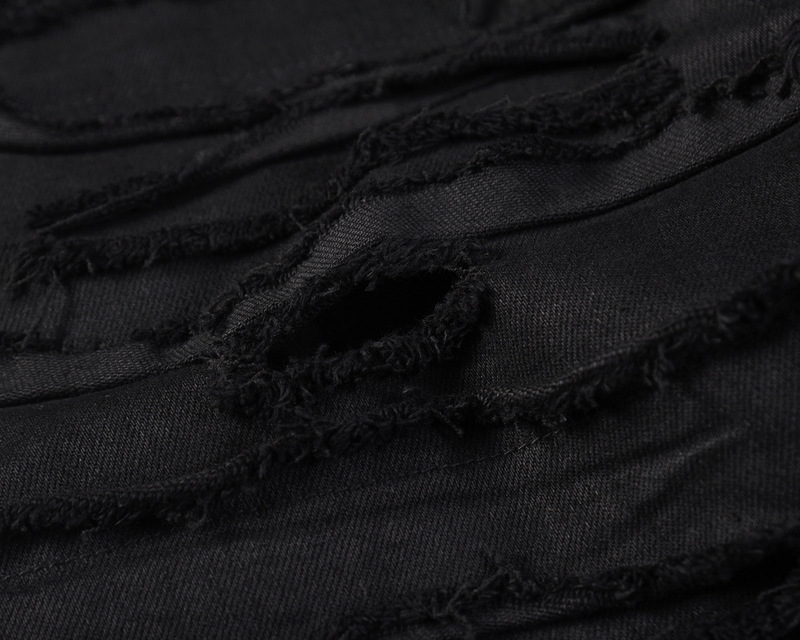 Männerkleeder High Street Moudemark Big Destruction Patch Gewaschene Kaz Schnurree zerstéiert Pinsel Wachs Jeans_voghion.com
