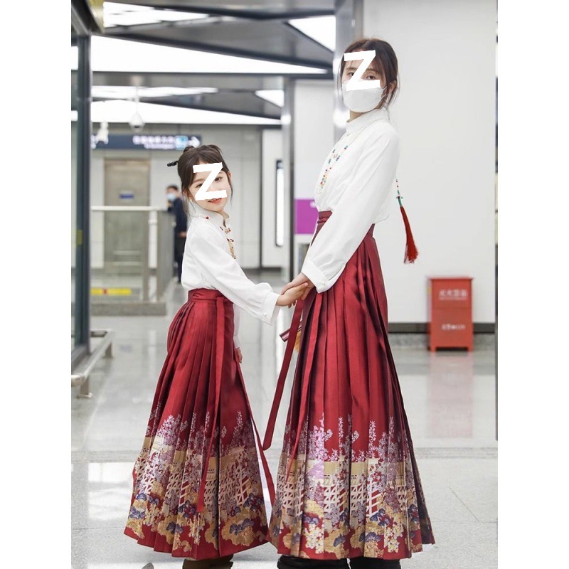 汉服女大童马面裙套装2025夏季新款古风新中式母女亲子装敬酒礼服