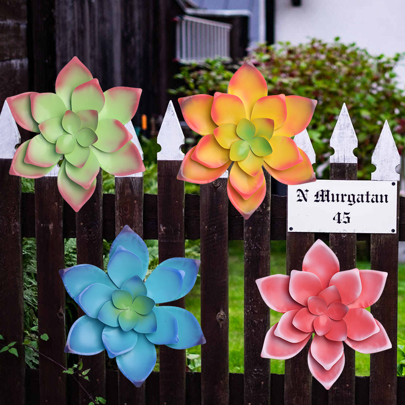 Succulent Iron Pendant Flower Artificial Flower Living Room Wall Sofa Background Wall Decoration Restaurant Entrance Pendant Wholesale