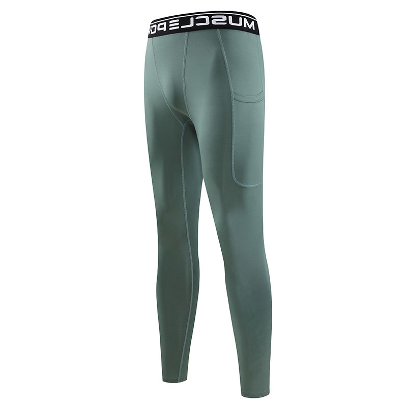 PRO deportes apretados pantalones de secado rápido de los hombres de bolsillo incorporado stretch baloncesto fútbol entrenamiento polainas corriendo pantalones de fitness