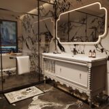 Французский средневековый стиль, шкаф для ванной комнаты, шкаф для умывальника, комбинированная ванная комната, туалет, керамический встроенный умывальник, новый стиль 2025 года