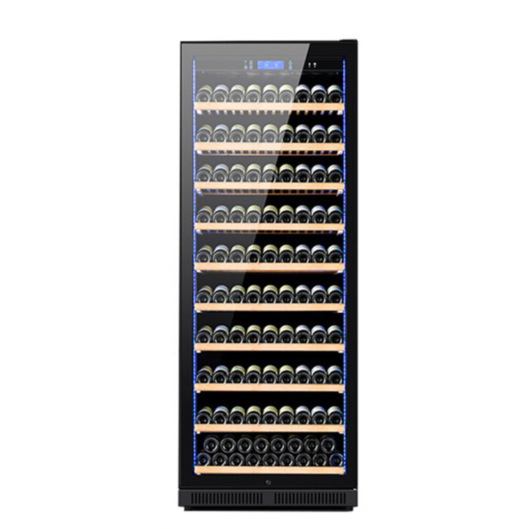 Venta al por mayor de temperatura constante y humedad gabinete de vino estante de madera maciza gabinete de vino de gran capacidad Vitrina refrigerada
