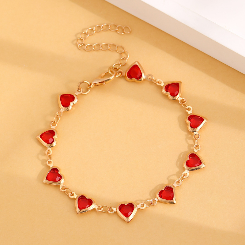 Cross-border New Dopamine Jewelry All-match Color Heart-shaped Bracelet Female Devil's Eye Love Bracelet Ins Style Hand
