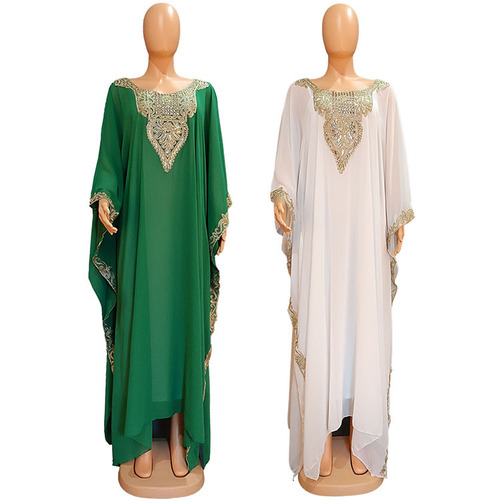African Middle Eastern Cross-border Large Size Women's eBay Western and European Bestselling Embroidered Lace Robe 8299