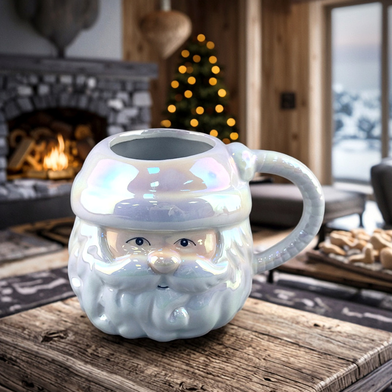 Navidad creativa transfronteriza atmósfera cerámica de oro tazas de Santa Claus tazas de Navidad artesanías cerámicas